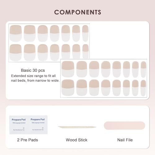 Semi Cured Gel Nail Strips Hema-Free Nude French Tip - color: Nude French Tip