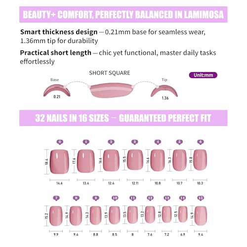 LAMIMOSA 32Pcs Blue Press On Nails, Short Square Fake Nails, NAVY BLUE - color: NAVY BLUE