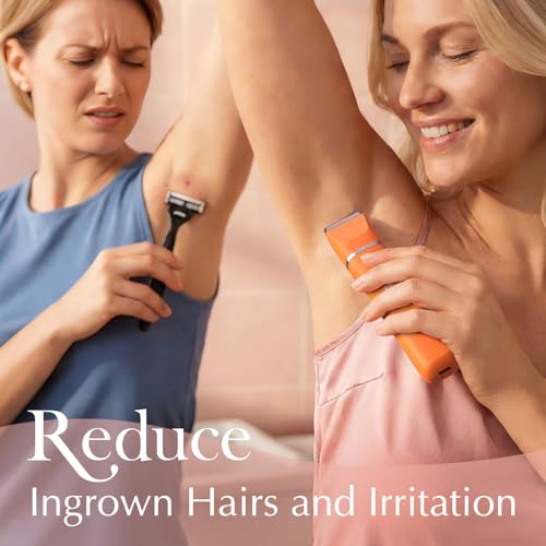 Electric Razor for Women Men - Wet Dry Shave, Waterproof Bikini Trimmer, Pubic Hair Removal Shaver with Hypoallergenic Ceramic Blades, Facial & Body Groomer, USB Recharge, Birthday Gifts - color: Orange