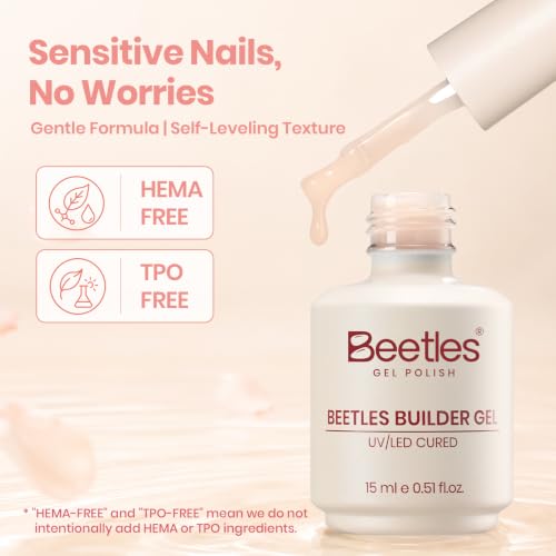 Beetles Builder Gel for Nails Nude, 15 mL TPO & HEMA-FREE Building Gel - color: B-Peach Nude