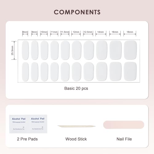 Semi Cured Gel Nail Strips with UV Lamps Solid White - color: Snowy White