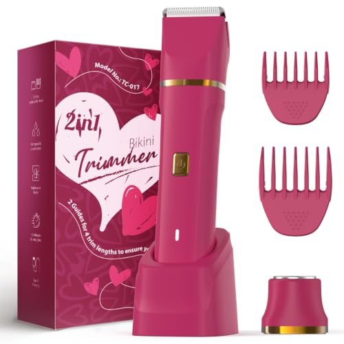 RISINA 2-in-1 Bikini Trimmer for Women, Self Care Gifts, Electric Shaver - color: Berry Red