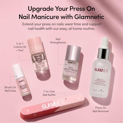 Glamnetic Press On Nails - Short Almond, Glossy Fake Nails 30 Pc Full Kit - color: 1D - Main Reference
