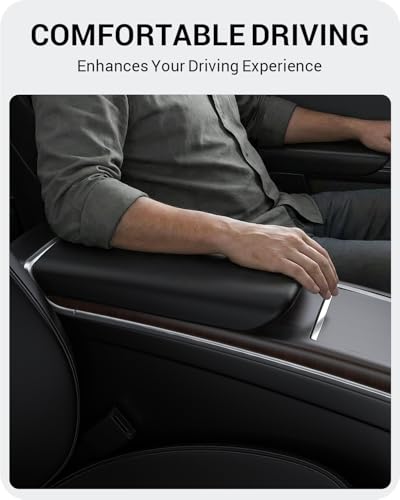 BASENOR Center Console Armrest Cover for Tesla Model S Model X 2021-2026 - size: Model S/X Black