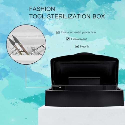 Nail Tool Sterilizer Box,Plastic Sterilizing Tray,The Disinfection Box for Nail Art Tools is Applicable to Nail Art Tools, Tweezers, Hair Salons, Spas and Manicure Equipment-Black - color: Black