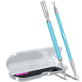 2PCS Turquoise/Lake Blue Cuticle Pusher Tool and Scraper Nail Pusher - color: Turquoise/Lake Blue