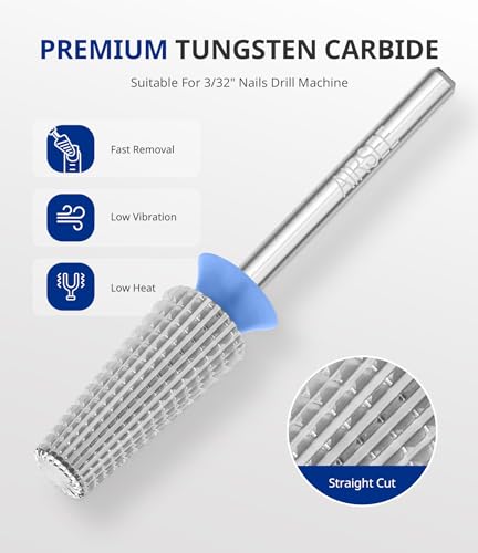 AIRSEE Tungsten Carbide 5 in 1 Nail Drill Bit,Silver Medium-M+F+XF - color: Silver, size: Medium-M+F+XF