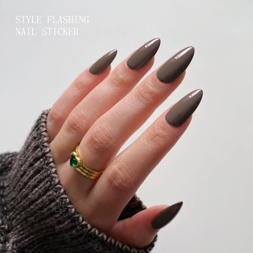 JMEOWIO Semi Cured Gel Strips Nail Art Sticker Wrap Brown - color: Brown
