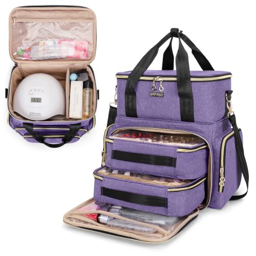 BAFASO 2 Layer Nail Polish Organizer Holds 70 Bottles & Nail Dryer, Purple - color: Purple