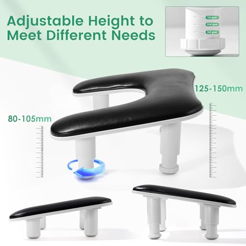 Big Arm Rest for Nails Tech, Height Adjustable, U-Shaped,Black - color: 2nd Gen Height-adjustable Dark