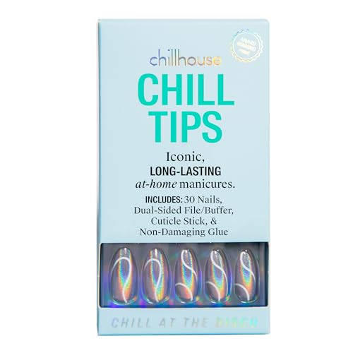 Chillhouse - Chill Tips, Press on Nails Kit - Chill at the Disco (Almond) - 30 Nail Shapes & Sizes - Up to 2 Weeks Wear - Customizable Fit - Reusable - Latina Founded, Women Owned, Beauty, Self Care - color: Chill at the Disco (Almond)