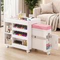 Pedicure Cart w/Extendable Padded Foot Rest (Pink, 33.4" L) - color: Pink, size: 33.4" L