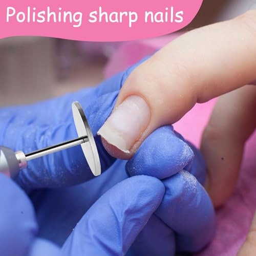 61 Pcs Sanding Paper Discs with Metal Nail Drill Bit 25mm Replacement Sandpaper Disk Foot Sanding Discs Bits Foot File for Manicure Pedicure Electric Remover Dead Skin Callus (#80#150#240 Grit) - style: Black+White+Pink