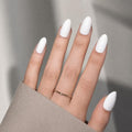 White Short Almond Press On Nails Pure White Glossy Fake Nails - color: B3-White
