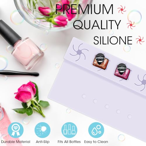 Nail Polish Holder, 2 in 1 Silicone Hand Rest Mat Set - Purple - color: Purple
