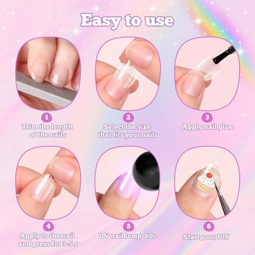 Krofaue Kids Nail Tips, Half Matte Flexible Gel Pre-Shaped Fake Nails - color: 240 PCS Half Matte Almond Kids Nail Tips