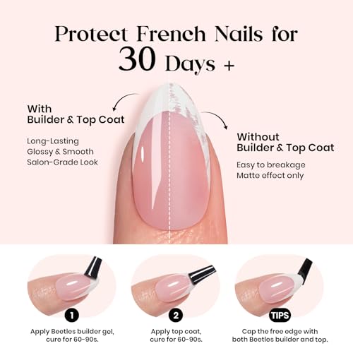 Beetles French Tip Press On Nails - Brown Short Square 150 Pcs - color: 4 - Brown French - S - 01
