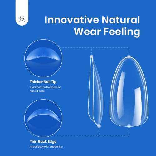 Beetles Gel Nail Tips Soft Nail Extension 504Pcs 12 Sizes Short Almond - color: Short Almond 504pcs (Clear Nail Tips)