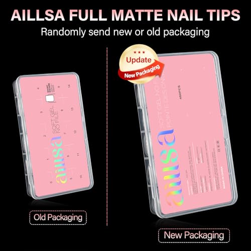 AILLSA Short Square Nail Tips 450PCS Acrylic gel Full Cover Nail Tips