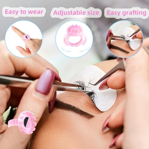 100 Pcs Glue Rings for Eyelash Extensions,Disposable Ring for Lashes Cute Lash Glues Holder Ring Glues Cup Glue Rings,Use for Eyelash Extension Supplies(Rotundity Pink) - size: Rotundity Pink