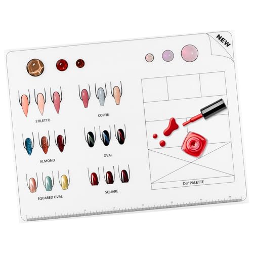 Ipetboom Acrylic Nail Mat Silicone Training Sheet - Manicure Mat Practice Pad - Flexible Roll Up Nail Art Trainer Sheet for Application Fingernails Practice Supply