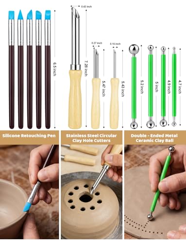 44Pcs Clay Sculpting Tools Kit, Ceramic Clay Ball Stylus Dot Painting Tools, Air Dry Clay Tools Set for Carving, Dotting, Embossing, Shaping, Molding, Pottery Crafts, Nail Art, Rhinestone, Rock - color: 44PCS