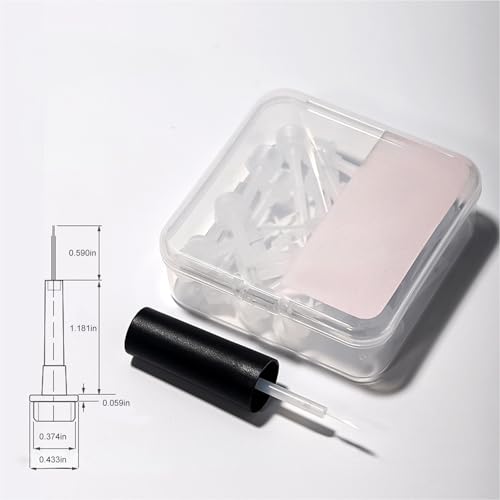 WOKOTO 20 PCS Liner Nail Polish Brush Replacement Head With a Cap Kit - Nail Liner Brush Tip Replace Head For Nail Polish Gel Nail Soft Liner Brush Head Liquid Nail Brushes Fingernail Brush