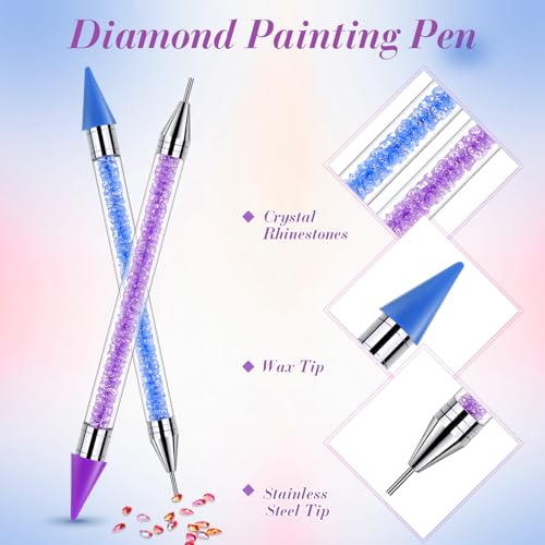 Tatuo 2 Pcs Rhinestone Picker Tool Kit with 2 Wax Head, Purple, Blue - color: Purple, Blue