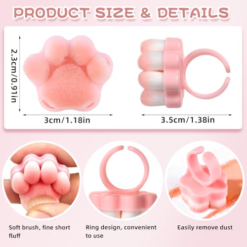 4Packs Nail Dust Cleaning Brush Ring,Soft Brushes for Clean Up Fingernails and Toenails Small Portable Scrubber Brush Nail Duster Tools for Manicure and Pedicure (pink and purple paw) - color: pink and purple paw
