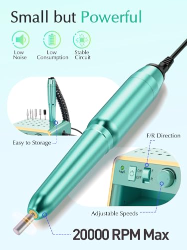 Nail Drill Machine Electric Nail File，All in One Nail Drill Set for Manicure Pedicure, Green - color: Green