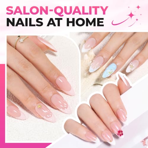 UNA GELLA Medium Almond Gel Tips Nail Kit, Pre-Etched Nail Tips 120PCS