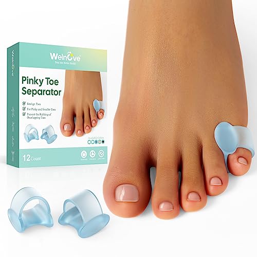 Welnove Pinky Toe Separator,Toe Spacer, Bunion Corrector for Women,Preventing Rubbing & Relieve Pressure, 12PCS, Blue - color: Blue