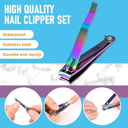 FiriKer 2 Pcs Rainbow Nail Clippers Set, Fingernail and Toenail Clippers - color: Rainbow