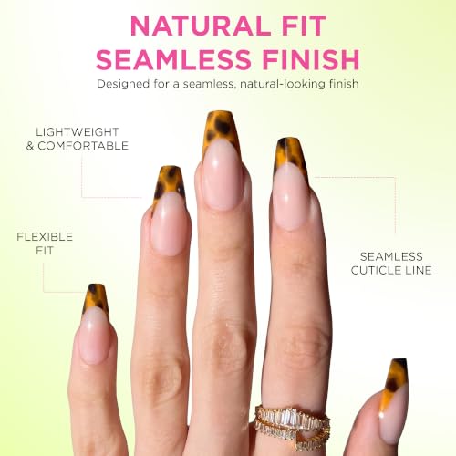 PaintLab Tortoise Shell Press On Nails, Sleek Coffin Square, 30pcs Nail Kit - color: Tortoise Chic