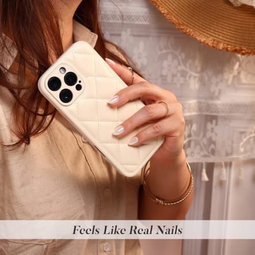 SHANGMENG Halloween Press on Nails, Extra Short Almond White Chrome Nails - color: White Mirror