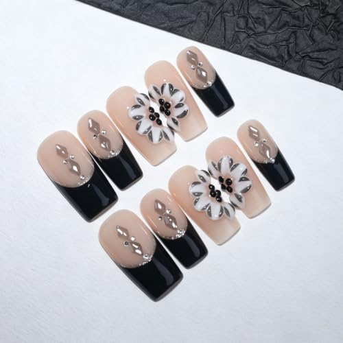 Handmade Medium Taper Square Press On Nails |Reusable&Salon Quality O929, L - color: O929, size: L
