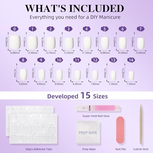 Glossy White Press On Nails, Short Square Reusable Nails - color: B1-Soft Porcelain