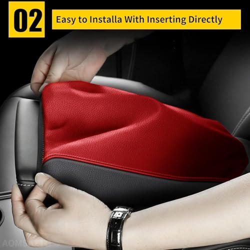 AOMSAZTO Center Console Cover for 2019-2026 Nissan Altima Red - color: Black with Red Leather, size: 2019-2024