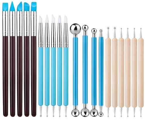 20Pcs Clay Sculpting Tools Kit, Ceramic Clay Ball Stylus Dot Painting Tools, Air Dry Clay Tools Set for Carving, Dotting, Embossing, Shaping, Molding, Pottery Crafts, Nail Art, Rhinestone, Rock - color: 20PCS