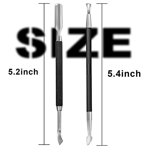 2PCS Black Cuticle Pusher Tool and Scraper Nail Pusher - color: black
