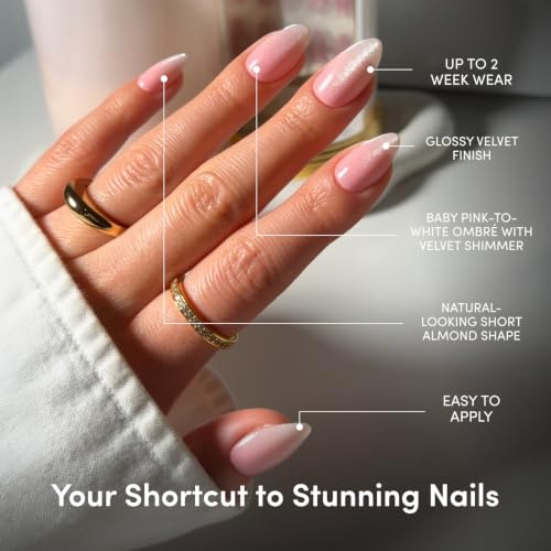 Glamnetic Press On Nails - Short Almond, Velvet Fake Nails 30 Pc Full Kit - color: Big Bunny Energy