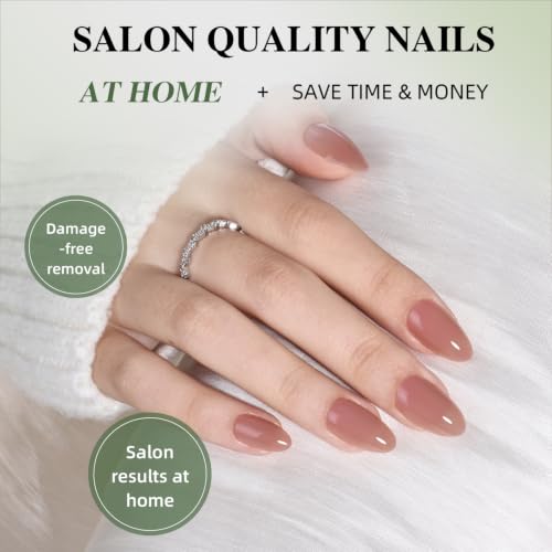 Nude Press On Nails Almond - Nude Nails Short Fake Nails - color: 1A - Classic Nude