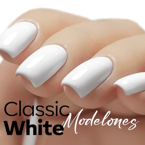 modelones White Gel Nail Polish Soak Off UV/LED Gel Polish 15ML - color: A0-Milky White Solid