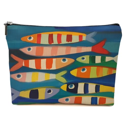 JIUWEIHU Fish Makeup Bag, Sea Animals Cosmetic Bags Travel Organizer Bag - color: Multicolor 0065
