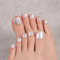 Nail Reformation Press On Toenails, White Pearl Short Square Fake Toe Nails - color: White Pearl