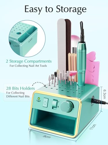 Nail Drill Machine Electric Nail File，All in One Nail Drill Set for Manicure Pedicure, Green - color: Green