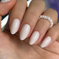 CurvLife Medium Almond Press On Nails, Milky White - color: A9 - Cream Whisper