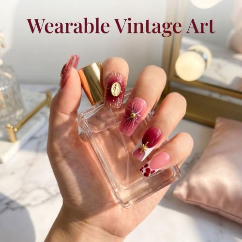 Red Handmade Press on Nails Medium Square Gradient Fake Nails - color: style11