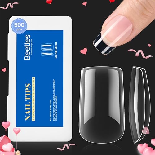 Beetles Gel Nail Tips, 500Pcs Short Square Gel Nail Tips - color: Short Square 500pcs (Clear)