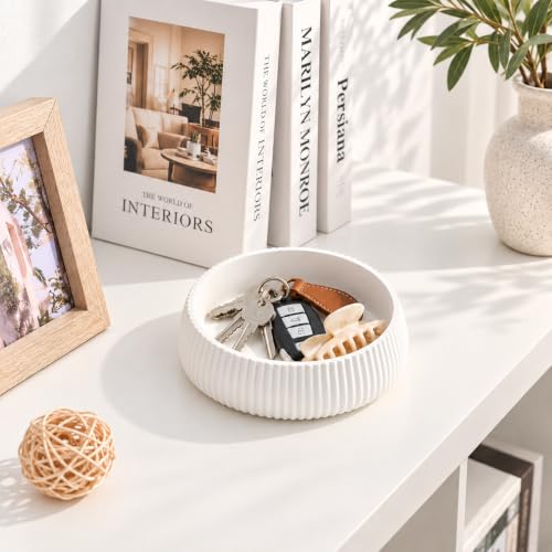 7" Modern Key Bowl for Entryway Table - Small Decorative Bowl - Ivory White - color: Ivory White